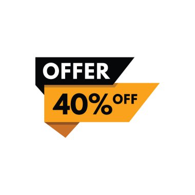 sale banner. Yellow and black discount poster, Sale tag, label, badge, sticker, flat style. Special offer, Up to 40% off. Sale banner template design