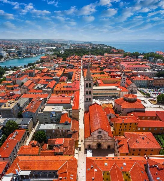 Zadar Kroatië Uitzicht Vanuit Lucht Oude Binnenstad Van Zadar Met — Stockfoto