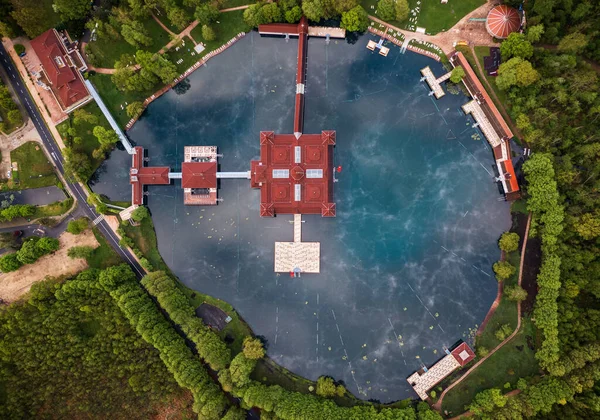 Heviz Hungary Aerial Top View Lake Heviz Worlds Second Largest — Φωτογραφία Αρχείου