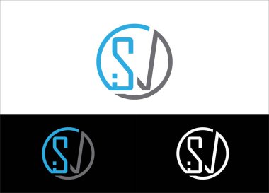 Initial Letter SV Logo or Icon Design Vector Image Template