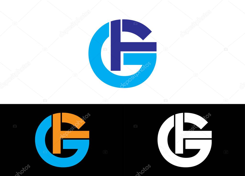 Initial Letter GF Logo or Icon Design Vector Image Template