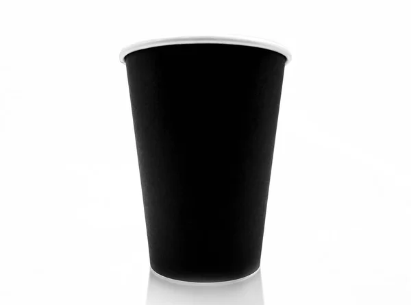 Черные чашки для напитков или кофе с печеньем по утрам. Мокап, презентация с местом для копирования. — стоковое фото