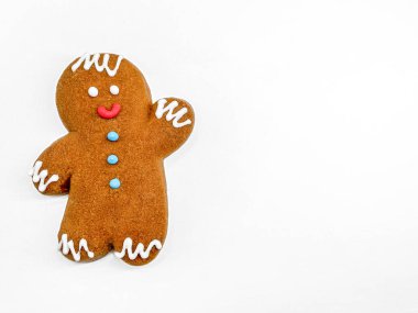 Beyaz zemin üzerinde kurabiye ve boş alan.