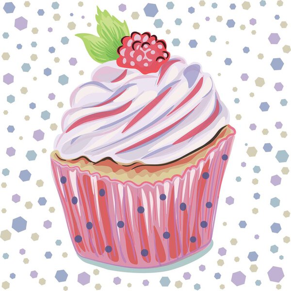 красочные кексы с малиной и сливками