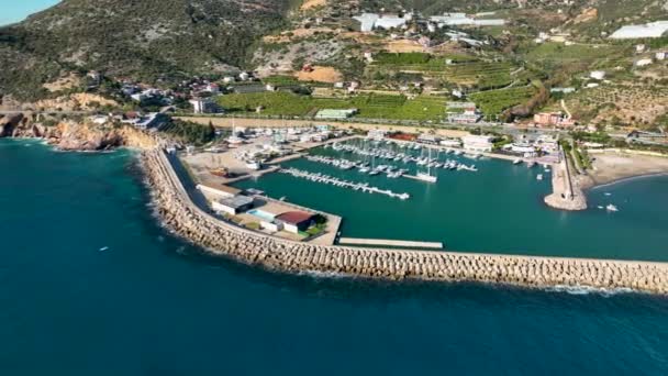 Yachts Port Aerial View Alanya Turkey — Stockvideo