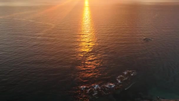 Sea Texture Aerial View Sea Filmed Drone Sunset — Video