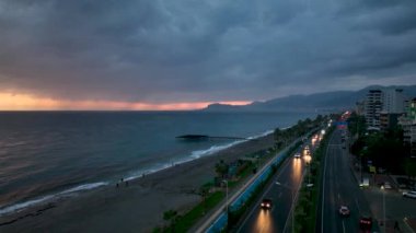 Cloudy Blue Sunset at Sea Turkey Alanya 4 K