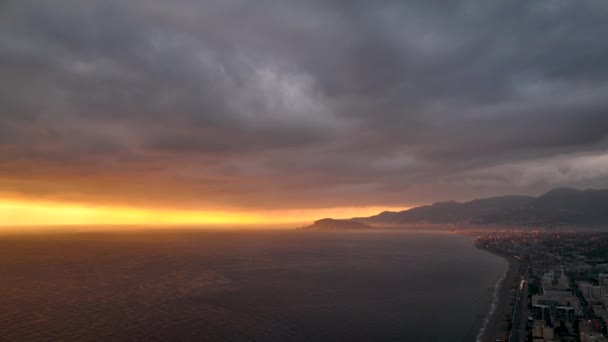 Cloudy Sunset Sea Turkey Alanya — стокове відео