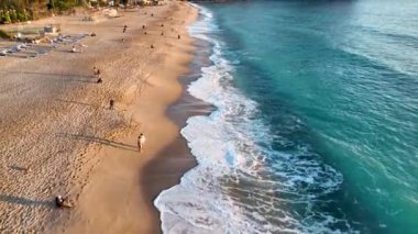 Beautiful beach in Turkey Alanya Aerial View 4 K