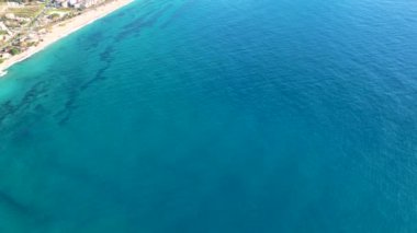 Drone over the most colorful sea in Alanya aerial view 4 K