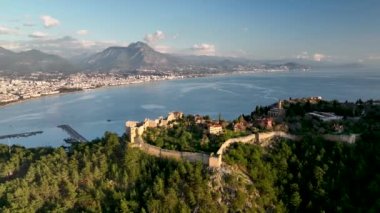 Alanya Castle Alanya Kalesi Aerial View of Mountain and City Turkey