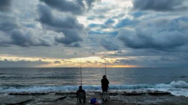 Fishing near the shore sea