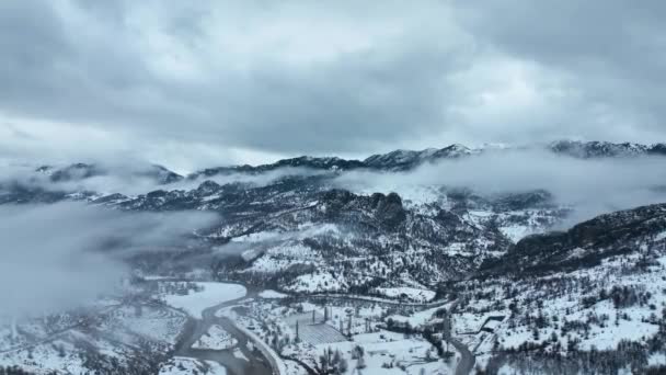 Clouds High Mountains Aerial View — Stok video