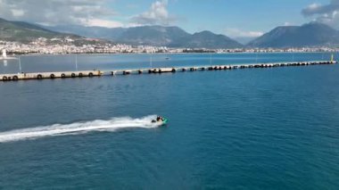 Jet ski rides around the yacht