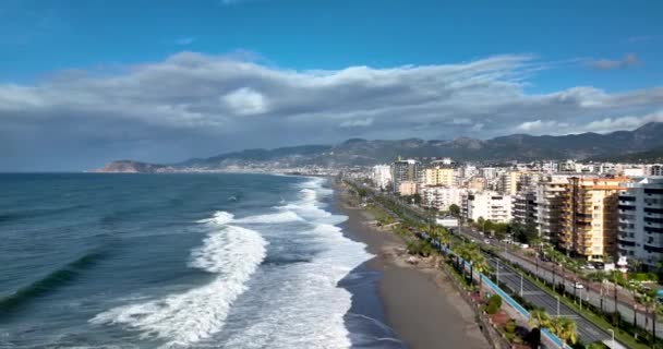 Storm Sea Filmed Drone Sunset — ストック動画