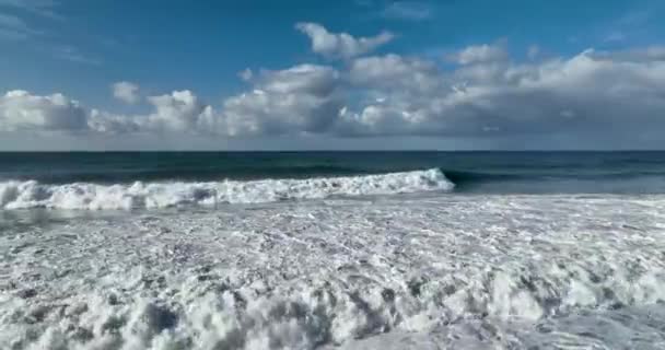 Storm Sea Filmed Drone Sunset — Vídeo de stock