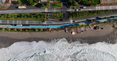 Sunset over the sea flew away on a drone in the sun