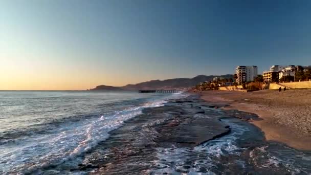 Sea Filmed Drone Sunset — Vídeos de Stock