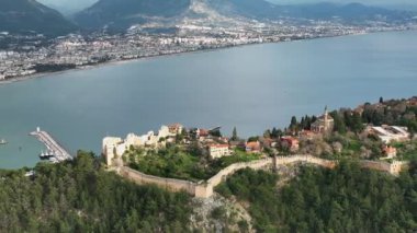 Alanya Castle Alanya Kalesi Aerial View of Mountain and City Turkey
