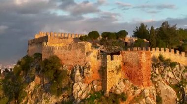 Alanya Castle Alanya Kalesi Aerial View of Mountain and City Turkey