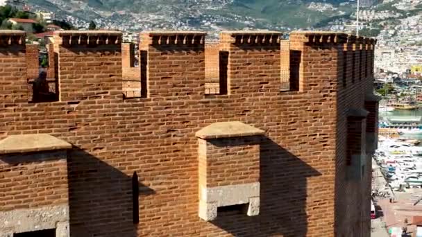 Alanya Castle Alanya Kalesi Aerial View Mountain City Turkey — Wideo stockowe