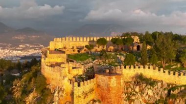 Alanya Castle Alanya Kalesi Aerial View of Mountain and City Turkey