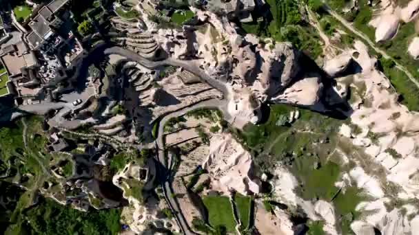 Het Landschap Mooi Rijk Aan Geschiedenis Uitzicht Vanuit Lucht Cappadocië — Stockvideo