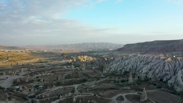 Beste Landschappen Van Cappadocia Geschoten Een Drone Turkije — Stockvideo