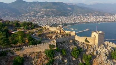 Alanya Castle Alanya Kalesi Aerial View of Mountain and City Turkey