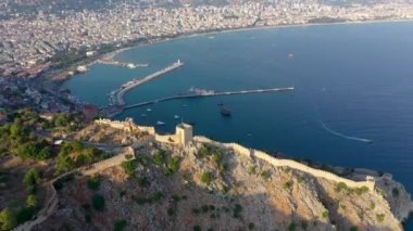 Alanya Castle Alanya Kalesi Aerial View of Mountain and City Turkey