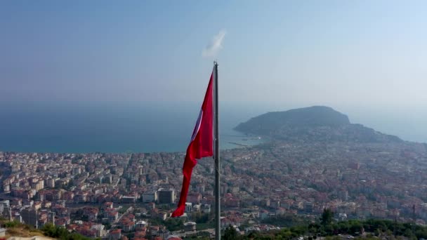 阿拉亚公园的土耳其国旗 — 图库视频影像
