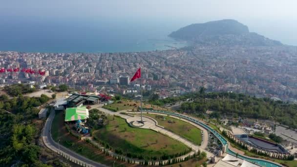 Turkisk Flagga Parken Alanya — Stockvideo