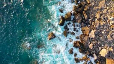 Storm at sea filmed on a drone in the sunset