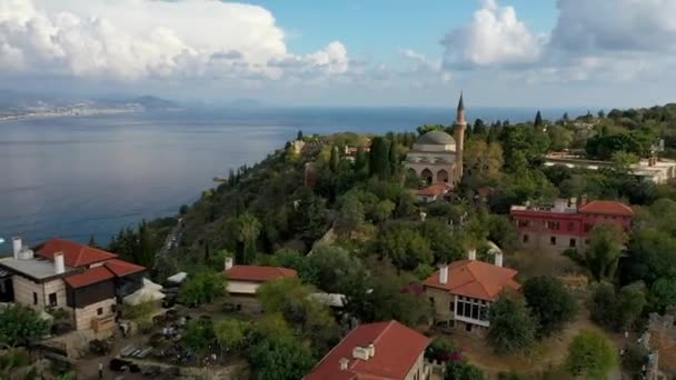 Alanya Castle Alanya Kalesi Aerial View Mountain City Turkey — Stockvideo