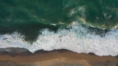 Storm at sea filmed on a drone in the sunset