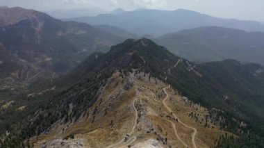 Clouds high in the mountains Aerial view