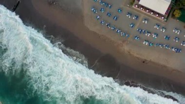 Storm at sea filmed on a drone in the sunset