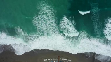 Storm at sea filmed on a drone in the sunset