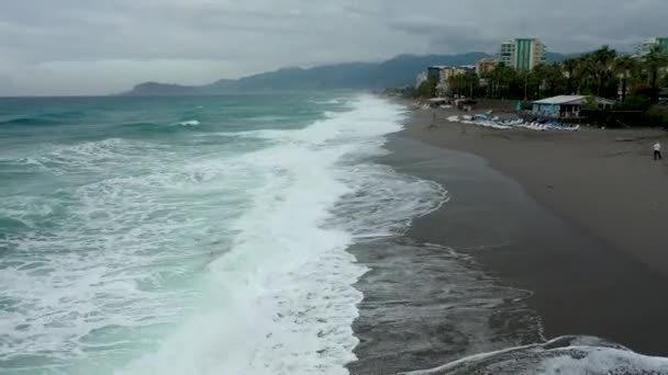 Storm Sea Filmed Drone Sunset — Stok video