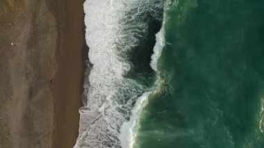 Storm at sea filmed on a drone in the sunset