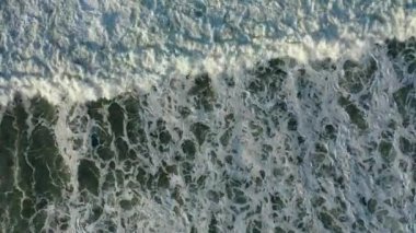 Storm at sea filmed on a drone in the sunset