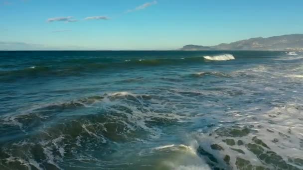 Storm Sea Filmed Drone Sunset — Αρχείο Βίντεο