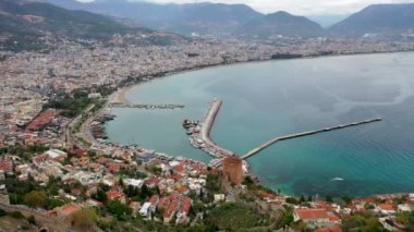 Alanya Castle Alanya Kalesi Aerial View of Mountain and City Turkey