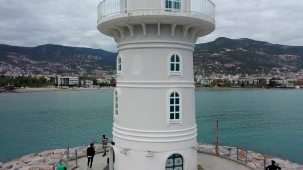 港口的灯塔 土耳其 Alanya — 图库视频影像