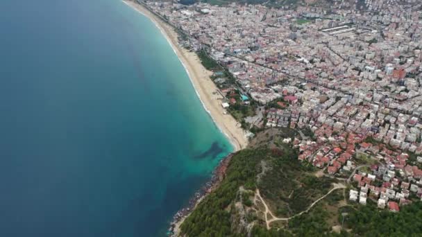 Alanya Castle Alanya Kalesi Aerial View Mountain City Turkey — ストック動画