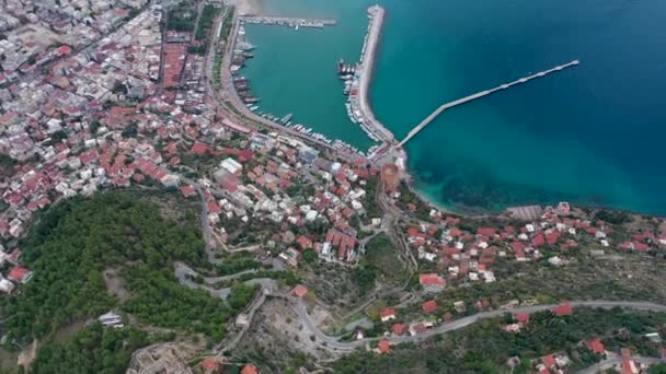 Alanya Castle Alanya Kalesi Aerial View Mountain City Turkey — Wideo stockowe