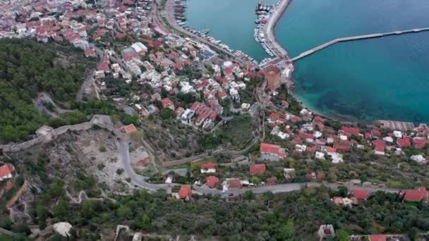 Alanya Castle Alanya Kalesi Aerial View Mountain City Turkey — Video Stock