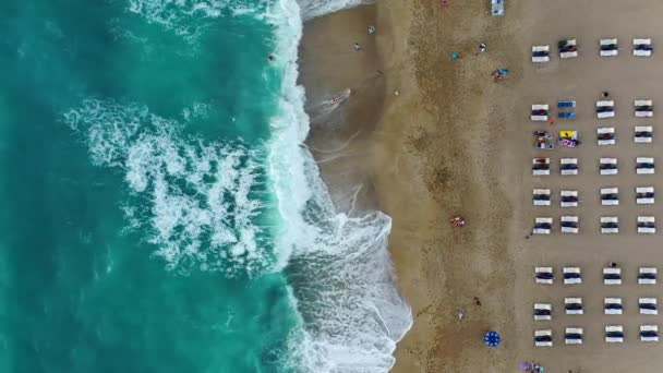 Blue Sea Storms Filmed Drone — Stock video