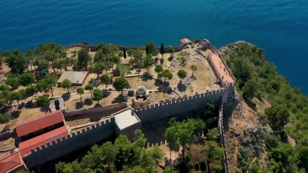 Alanya Castle Alanya Kalesi Aerial View Mountain City Turkey — Video