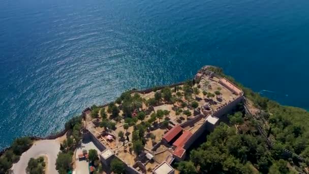 Alanya Castle Alanya Kalesi Aerial View Mountain City Turkey — 비디오